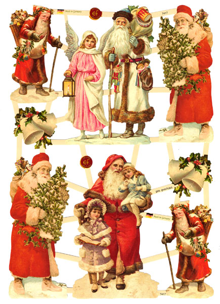 Glanzbilder Weihnachten, Nikolaus, Weihnachtsmann, Tannenbaum, Bastel- und Dekoartikel