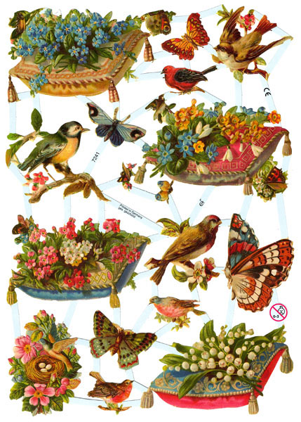 Glanzbilder Schmetterlinge, Vögel, Oblaten, Bildkarten, Poesiealbum-Bilder