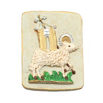 Lamm mit Fahne, Wachsmotiv, Wachs Relief, Wachsornament, Zubehör Klosterarbeit, Osterdeko, Basteartikel