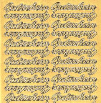 Konturensticker Schriftzug "Gutschein" Farbe gold, 1 Blatt