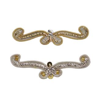 Applikation Ornament, Perlen, Borte, Applikation, Nähzubehör, Hochzeit, Bastelartikel