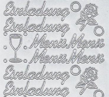 Konturensticker "Einladung/Menü", Stickerbogen, Klebe Sticker, Konturen–Sticker, Ziersticker, Klebesticker, Glitter Sticker, Foliensticker, Aufkleber, Bastelzubehör
