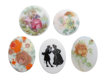 Cabochon, Oval, Biedermeier, Motivcabochon, Gemme, Kamee, Bastelartikel, Mode Schmuckherstellung