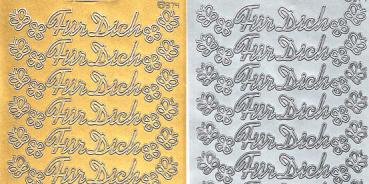 Konturensticker "Für Dich" Bastelsticker Schriftzug, Stickerbogen Schriftzug, Bastelsticker, Klebe Sticker, Konturen–Sticker, Ziersticker, Klebesticker, Foliensticker, Aufkleber, Bastelzubehör