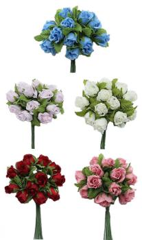 Seidenblumen Rosen mini,Bauernrose künstlich, Seidenblume, Kunstblume, Bastelmaterial