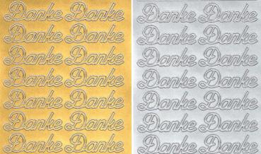 Konturensticker "Danke" Bastelsticker Schriftzug, Stickerbogen Schriftzug, Bastelsticker, Klebe Sticker, Konturen–Sticker, Ziersticker, Klebesticker, Foliensticker, Aufkleber, Bastelzubehör