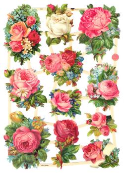 Glanzbilder "Rosa Rosen Bouquet" 1 Bogen