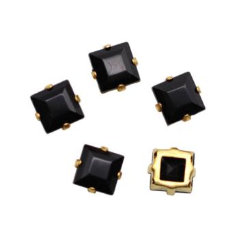 Aufnähsteine gefasst, Quadratische Strasssteine, Strass-Stein Viereck, Schmucksteine, Glitzersteine, Bekleidungszubehör, Bastelsteine