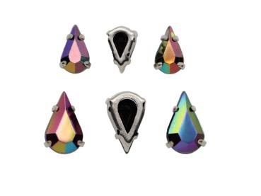 Schmuckstein Tropfen gefasst, Acryl Strasssteine, Aufnähsteine, Glitzerstein, Bastelsteine, Strasssteine, Strass-Steine zum Aufnähen
