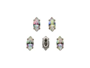 Schmuckstein Navette gefasst, Acryl Strasssteine, Aufnähsteine, Glitzerstein, Bastelsteine, Strasssteine, Strass-Steine zum Aufnähen