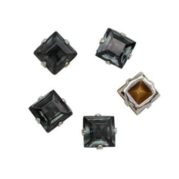 Aufnähsteine gefasst, Quadratische Strasssteine, Strass-Stein Viereck, Schmucksteine, Glitzersteine, Bekleidungszubehör, Bastelsteine