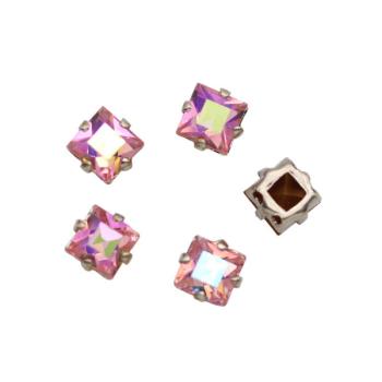 Aufnähsteine gefasst, Quadratische Strasssteine, Strass-Stein Viereck, Schmucksteine, Glitzersteine, Bekleidungszubehör, Bastelsteine