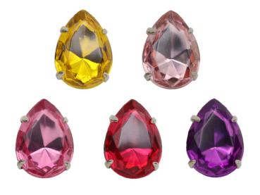 Schmuckstein Tropfen gefasst, Acryl Strasssteine, Aufnähsteine, Glitzerstein, Bastelsteine, Strasssteine, Strass-Steine zum Aufnähen