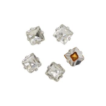 Facettierte Aufnähsteine gefasst, Quadratische Strasssteine, Strass-Stein Viereck, Schmucksteine, Glitzersteine, Bekleidungszubehör, Bastelsteine