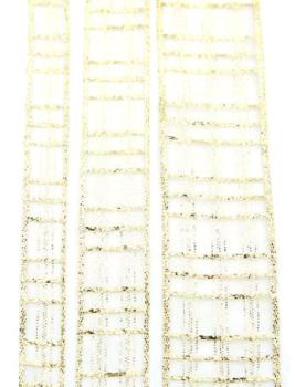 Organza Streifen Dekoband mit Drahtkante, creme, 3 Breiten, 1m