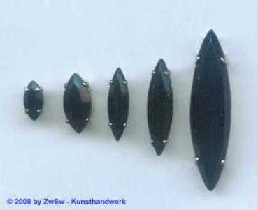 Schmuckstein Navette gefasst, Acryl Strasssteine, Aufnähsteine, Glitzerstein, Bastelsteine, Strasssteine, Strass-Steine zum Aufnähen