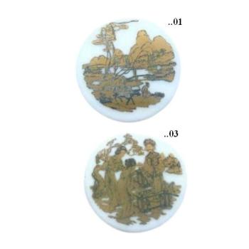 Cabochon, Glas, Rund, Motive, Japan, Glascabochon, Motivcabochon, Bastelartikel, Vintage Mode Schmuck Herstellung