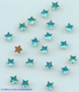 Strasssteine Sterne, Farbe hellblau, Ø5mm, Glas, 25 Stück