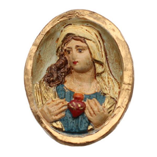 Wachsmedaillion Herz Maria, Madonna, Wachsornament, Wachsrelief, Wachsbild, Madonna, Zubehör & Material für Klosterarbeiten