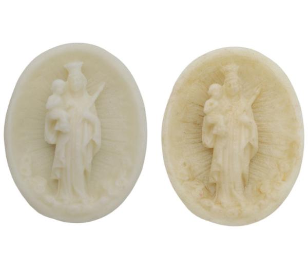 Wachsmedaillion, Madonna mit Kind, Wachsornament, Wachsbild, Madonna, Zubehör & Material für Klosterarbeiten
