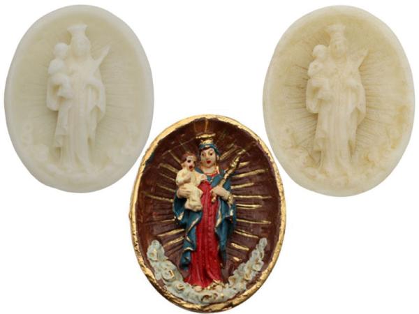 Wachsmedaillion, Madonna mit Kind, Wachsornament, Wachsbild, Madonna, Zubehör & Material für Klosterarbeiten