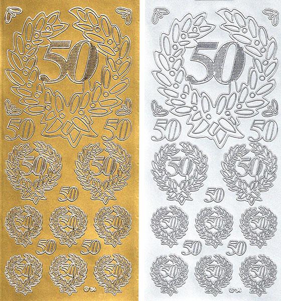 Konturensticker "Jubiläumszahlen", Stickerbogen Zahlen, Klebe Sticker, Konturen–Sticker, Ziersticker, Klebesticker, Foliensticker, Aufkleber, Bastelzubehör, Bastelartikel