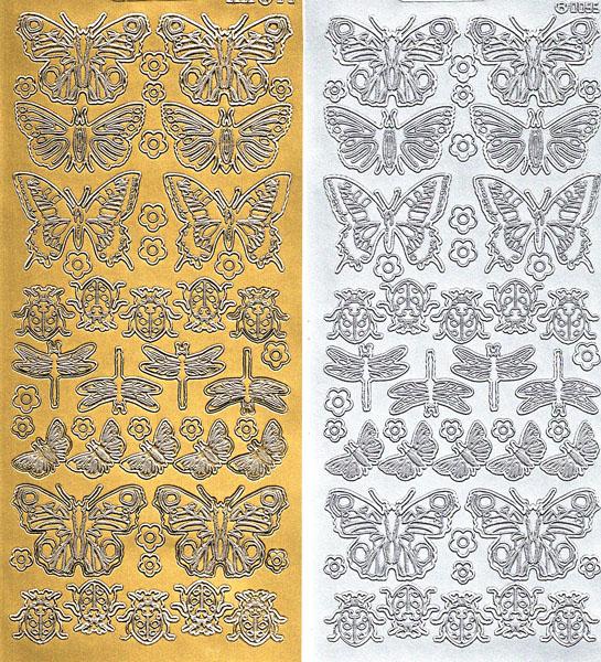 Konturensticker "Schmetterling", Stickerbogen Tiere, Klebe Sticker, Konturen–Sticker, Ziersticker, Klebesticker, Foliensticker, Aufkleber, Bastelzubehör, Bastelartikel