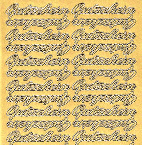 Konturensticker Schriftzug "Gutschein" Farbe gold, 1 Blatt
