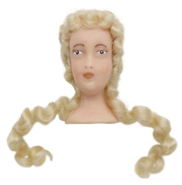 Wachskopf bemalt, Mohair-Haar, Wachskopf, Krippenfigurenkopf, Fatschenkindlkopf