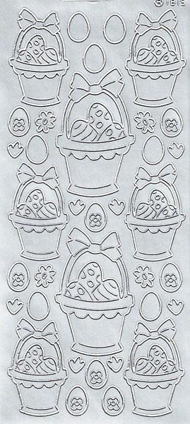 Konturensticker "Ostern", Stickerbogen Ostereier Korb, Klebe Sticker, Konturen–Sticker, Ziersticker, Klebesticker, Foliensticker, Aufkleber, Bastelzubehör