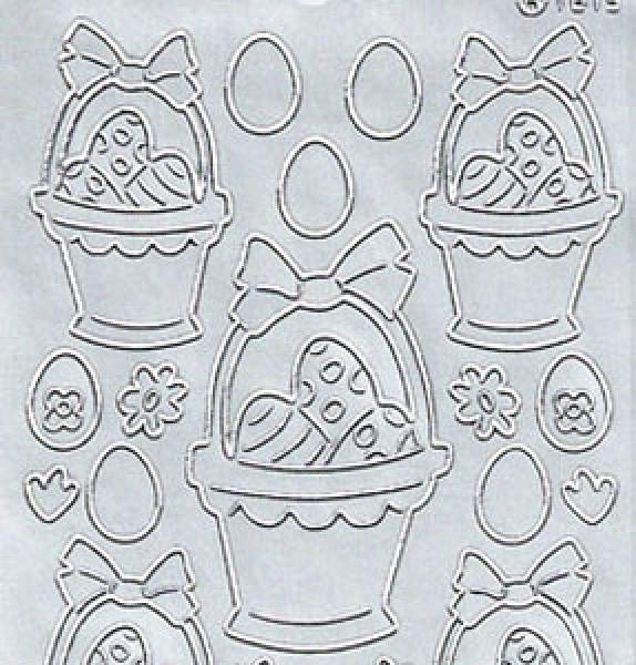 Konturensticker "Ostern", Stickerbogen Ostereier Korb, Klebe Sticker, Konturen–Sticker, Ziersticker, Klebesticker, Foliensticker, Aufkleber, Bastelzubehör