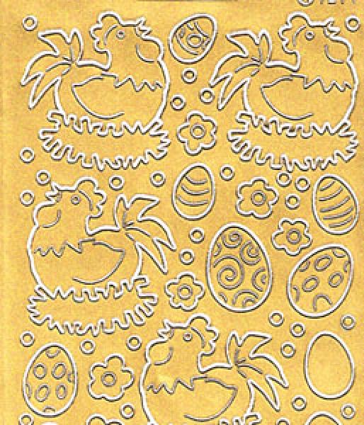 Konturensticker ""Ostereier und Huhn"", Stickerbogen Ostern, Klebe Sticker, Konturen–Sticker, Ziersticker, Klebesticker, Foliensticker, Aufkleber, Bastelzubehör