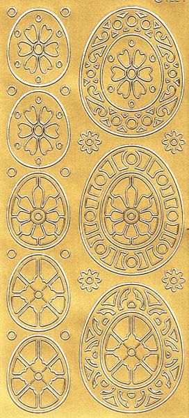 Konturensticker "Ostereier Motive", Stickerbogen Ostern, Klebe Sticker, Konturen–Sticker, Ziersticker, Klebesticker, Foliensticker, Aufkleber, Bastelzubehör