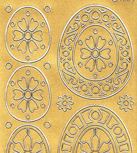 Konturensticker "Ostereier Motive", Stickerbogen Ostern, Klebe Sticker, Konturen–Sticker, Ziersticker, Klebesticker, Foliensticker, Aufkleber, Bastelzubehör