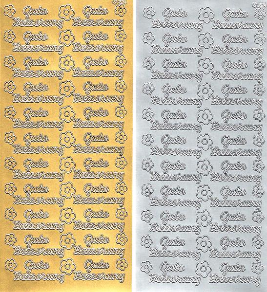 Konturensticker "Gute Besserung" Bastelsticker Schriftzug, Stickerbogen Schriftzug, Bastelsticker, Klebe Sticker, Konturen–Sticker, Ziersticker, Klebesticker, Foliensticker, Aufkleber, Bastelzubehör