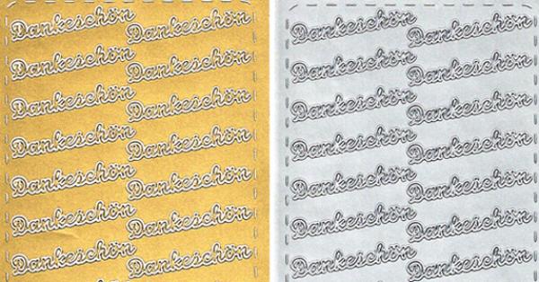 Konturensticker Schriftzug "Dankeschön" Bastelsticker, Stickerbogen Schriftzug, Bastelsticker, Klebe Sticker, Konturen–Sticker, Ziersticker, Klebesticker, Foliensticker, Aufkleber, Bastelzubehör