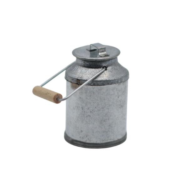 Mini Milchkanne verzinkt, Mini Milchkanne mit Deckel, Krippenzubehör, Krippen, Modelbau, Puppenstube, Bastelartikel