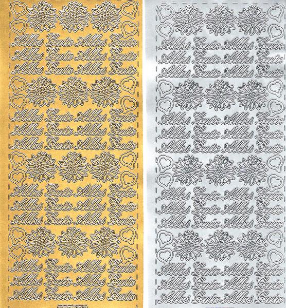 Konturensticker "Alles Gute" Bastelsticker Schriftzug, Stickerbogen Schriftzug, Bastelsticker, Klebe Sticker, Konturen–Sticker, Ziersticker, Klebesticker, Foliensticker, Aufkleber, Bastelzubehör