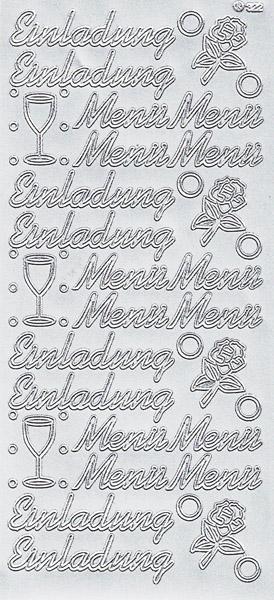 Konturensticker "Einladung/Menü", Stickerbogen, Klebe Sticker, Konturen–Sticker, Ziersticker, Klebesticker, Glitter Sticker, Foliensticker, Aufkleber, Bastelzubehör