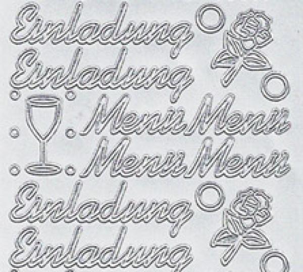 Konturensticker "Einladung/Menü", Stickerbogen, Klebe Sticker, Konturen–Sticker, Ziersticker, Klebesticker, Glitter Sticker, Foliensticker, Aufkleber, Bastelzubehör