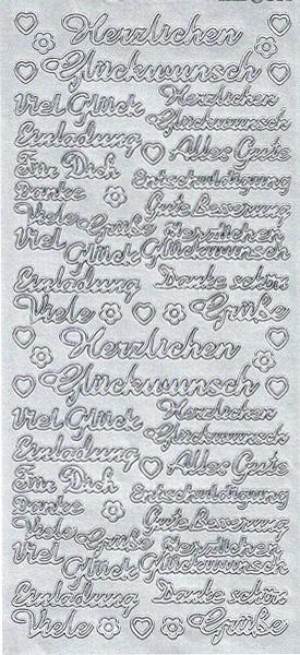 Konturensticker Schriftzug, Bastelsticker Schriftzüge, Stickerbogen Schriftzug, Bastelsticker, Klebe Sticker, Konturen–Sticker, Ziersticker, Klebesticker, Foliensticker, Aufkleber, Bastelzubehör