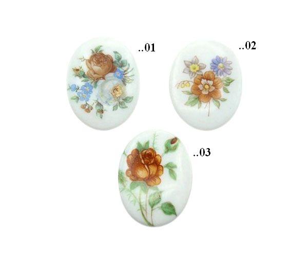 Cabochon, Oval, Blumen, Motivcabochon, Gemme, Kamee, Bastelartikel