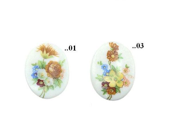 Cabochon, Motive, Oval, Blumengesteck, Motivcabochon, Gemme, Kamee, Bastelartikel, Modeschmuck Herstellung