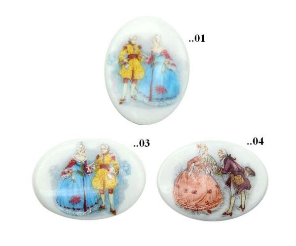 Cabochon, Oval, Rokoko, Motivcabochon, Gemme, Kamee, Bastelartikel