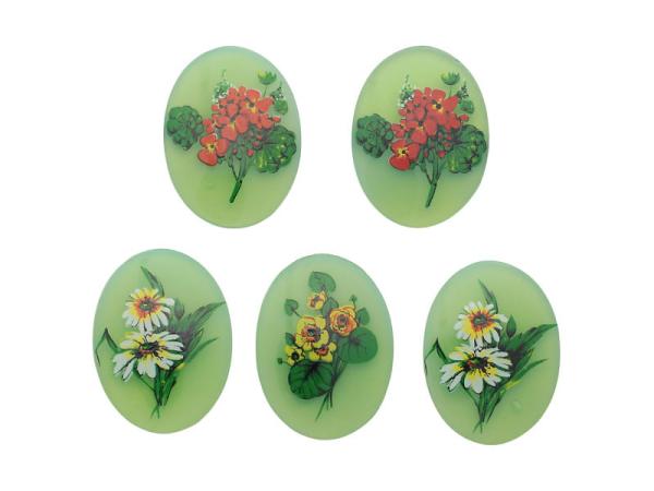 Cabochon, Oval, Motive, Sommerblumen, Motivcabochon, Gemme, Kamee, Bastelartikel, Modeschmuck Herstellung