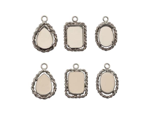 Anhänger-Fassung, Broschen-Fassung, Brosche Rohlinge, Anhänger-Rohling, Kesselfassung, Fassung für Strasssteine, Einfassen, Schmuckherstellung, Bastelartikel