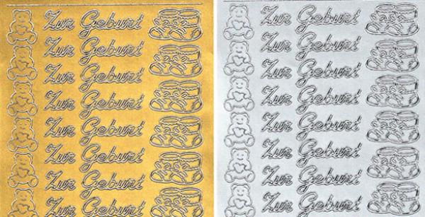 Konturensticker "Geburt" Stickerbogen Bordüre, Klebe Sticker, Konturen–Sticker Eule, Ziersticker, Klebesticker, Foliensticker, Aufkleber, Bastelzubehör