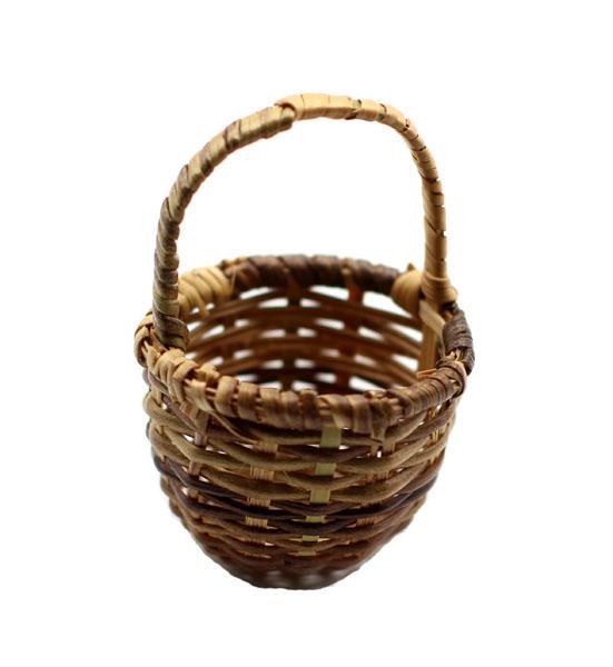 Mini Henkelkorb, Mini Korb rund mit Bügel, Kleiner runder Korb, Dekokorb, Bastelbedarf, Bastelartikel, Bastelmaterial, Krippenzubehör, Puppenstuben, Modelbau, Floristik, Dekoration