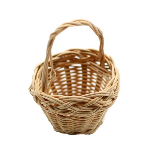 Mini Korb rund mit Bügel, Kleiner runder Korb, Mini Henkelkorb, Dekokorb, Bastelbedarf, Bastelartikel, Bastelmaterial, Krippenzubehör, Puppenstuben, Modelbau, Floristik, Dekoration