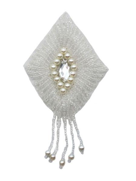 Perlenapplikation Blatt, Perlen, Borte, Applikation, Nähzubehör, Hochzeit, Bastelartikel